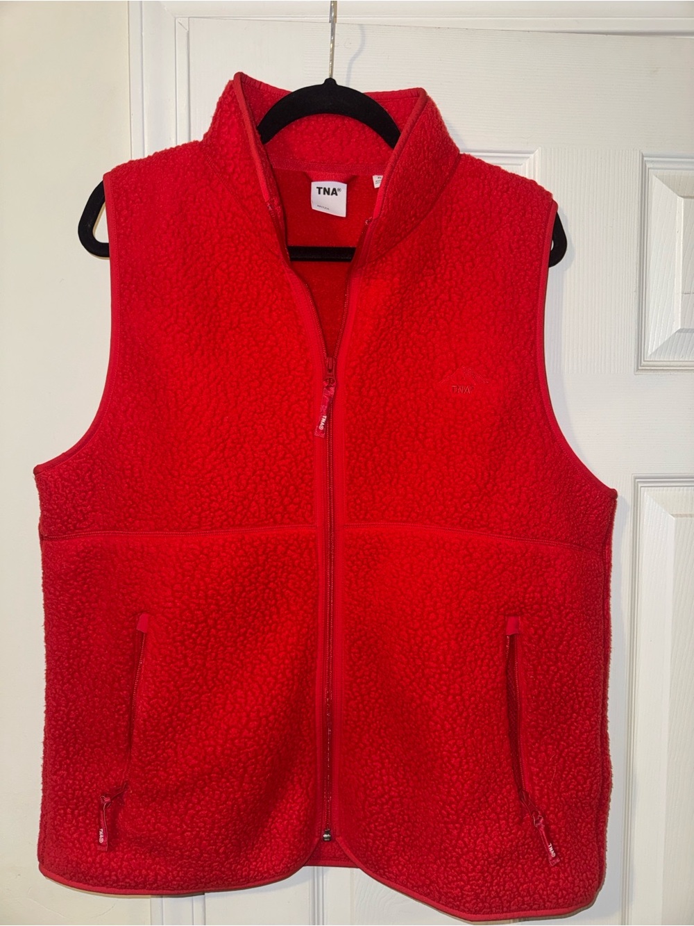 TNA Red Sherpa Fleece Vest